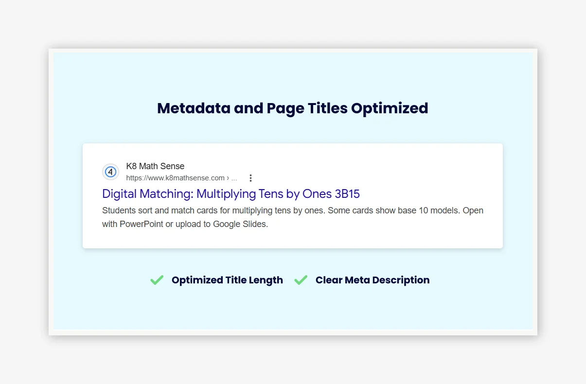 Metadata and Page Titles Optimized