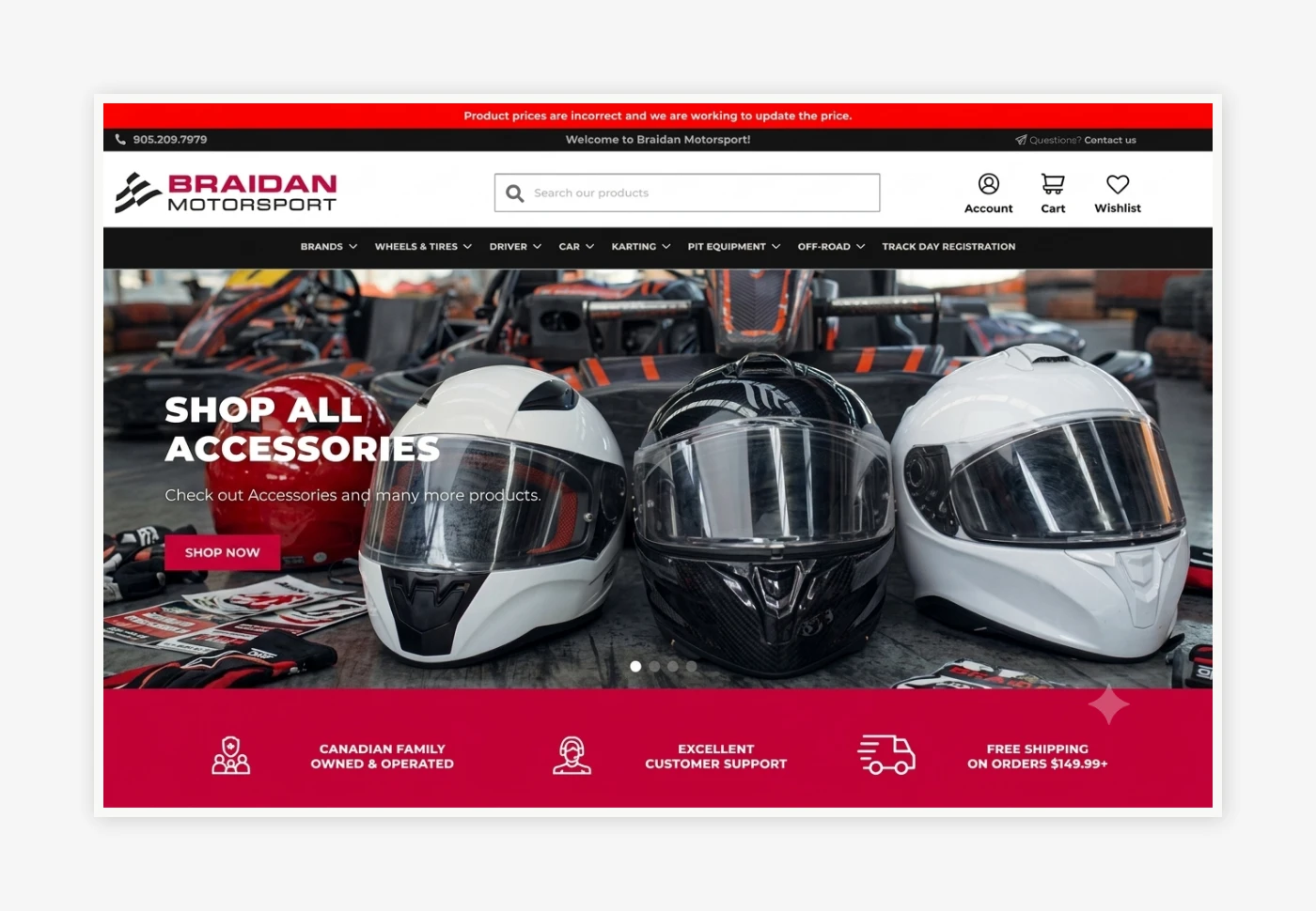 Braidan Motorsport - Shopify Plus storefront overview