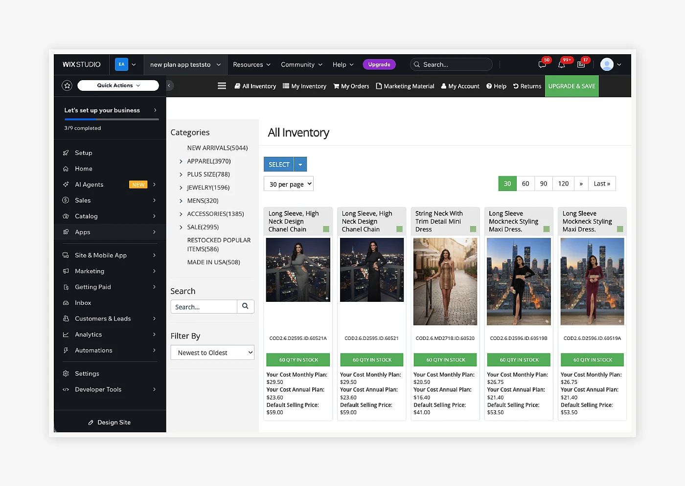 Wix dropshipping app - vendor storefront