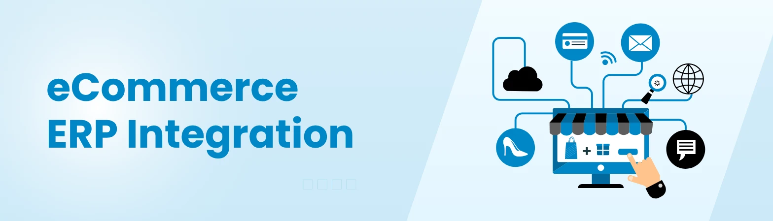 eCommerce ERP integration data flow between storefront, middleware layer and ERP system eCommerce ERP integration data flow between storefront, middleware layer and ERP system